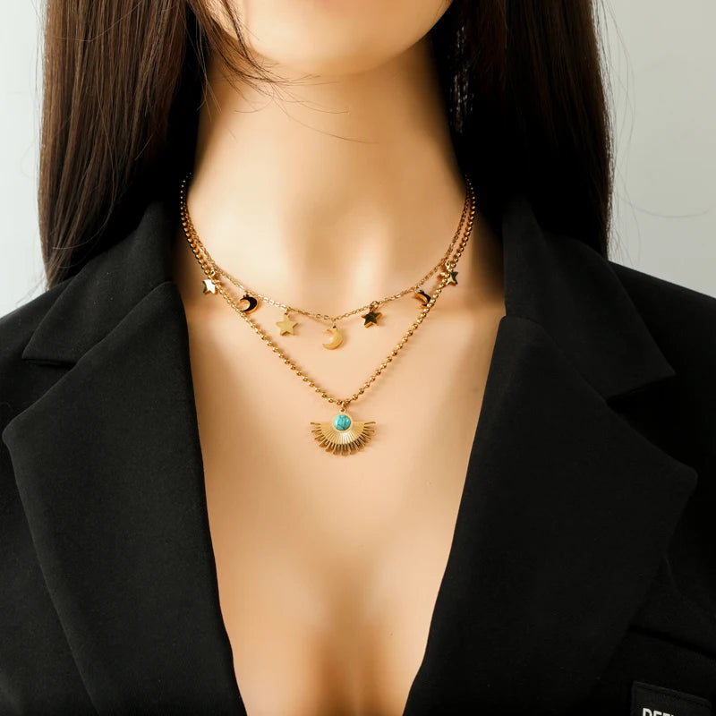 Ensemble de Bijoux en Acier Inoxydable : Collier, Bracelet et Boucles d'Oreilles