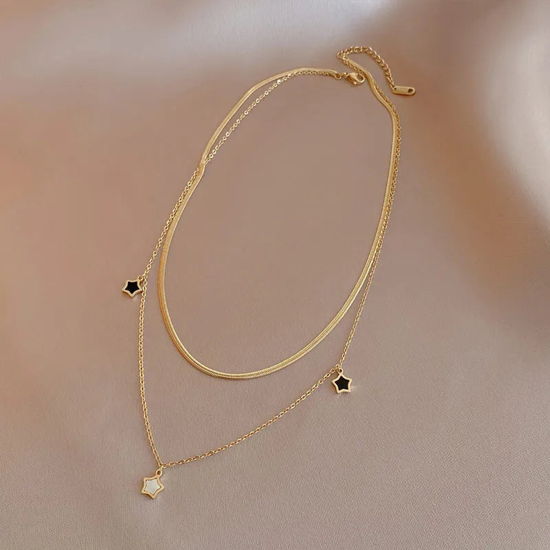 Ensemble de Bijoux en Acier Inoxydable  : Collier et Bracelet à Charmes d'Étoiles