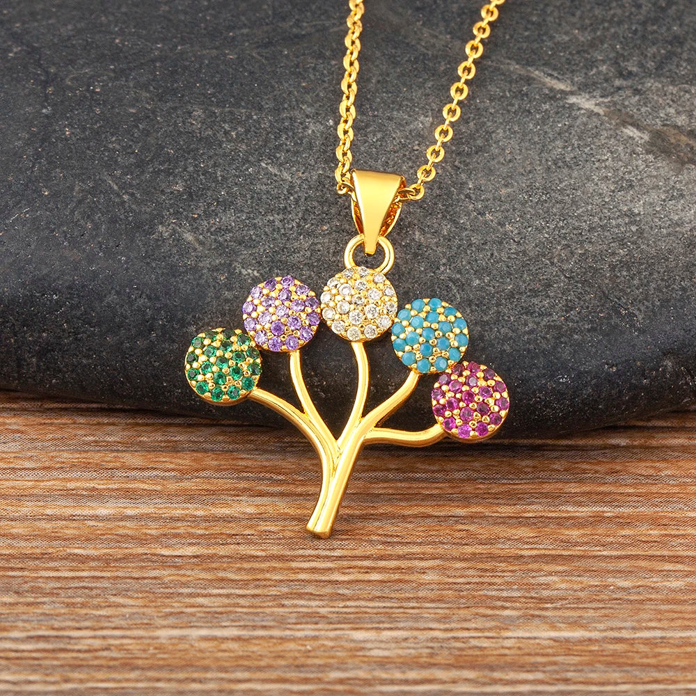 Ensemble de Bijoux Nidin Tree Of Life : Boucles d'Oreilles, Collier Cristal