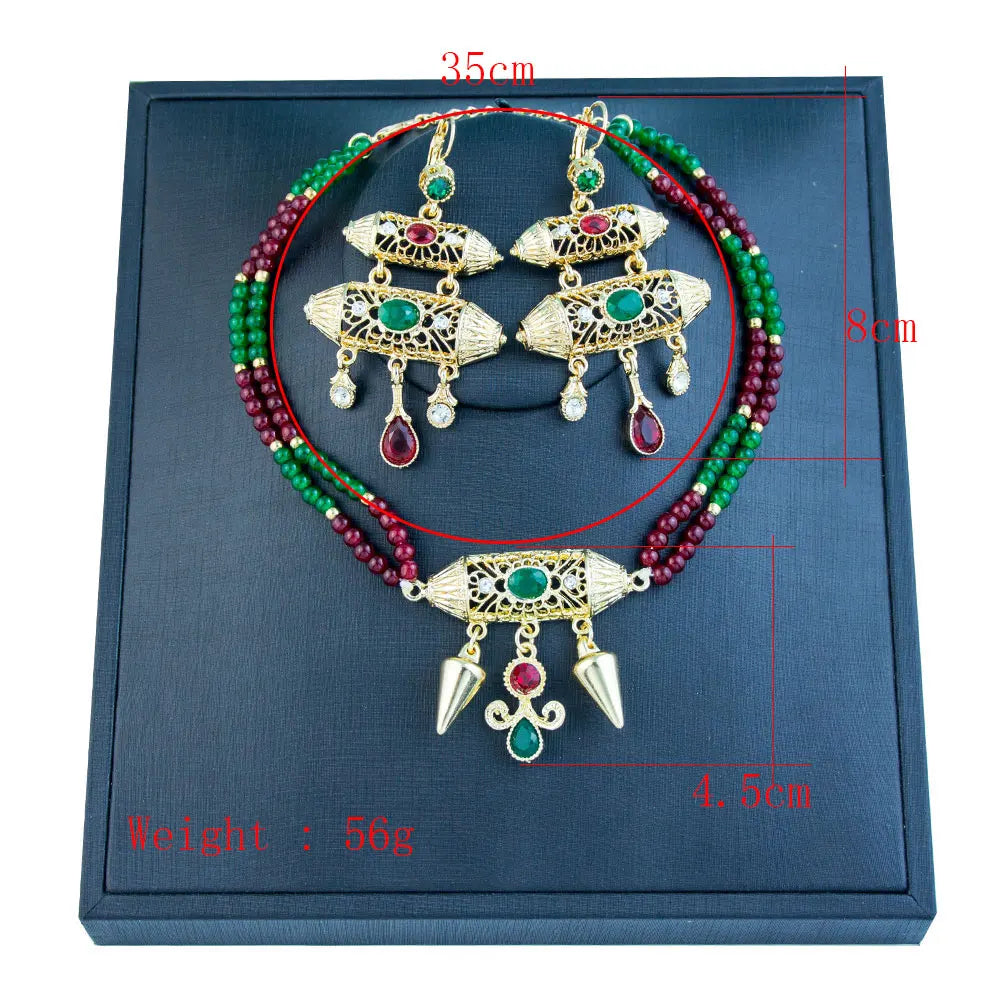 Ensemble de Bijoux Élégant pour Femme Arabe : Collier Choker avec Perles Faites à la Main