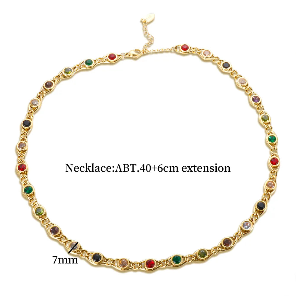 Ensemble de bijoux colorés  avec bracelet et collier en acier inoxydable  pour femme,